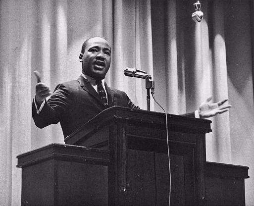 Dr. Martin Luther King, Jr. Giving a Speech in Iowa