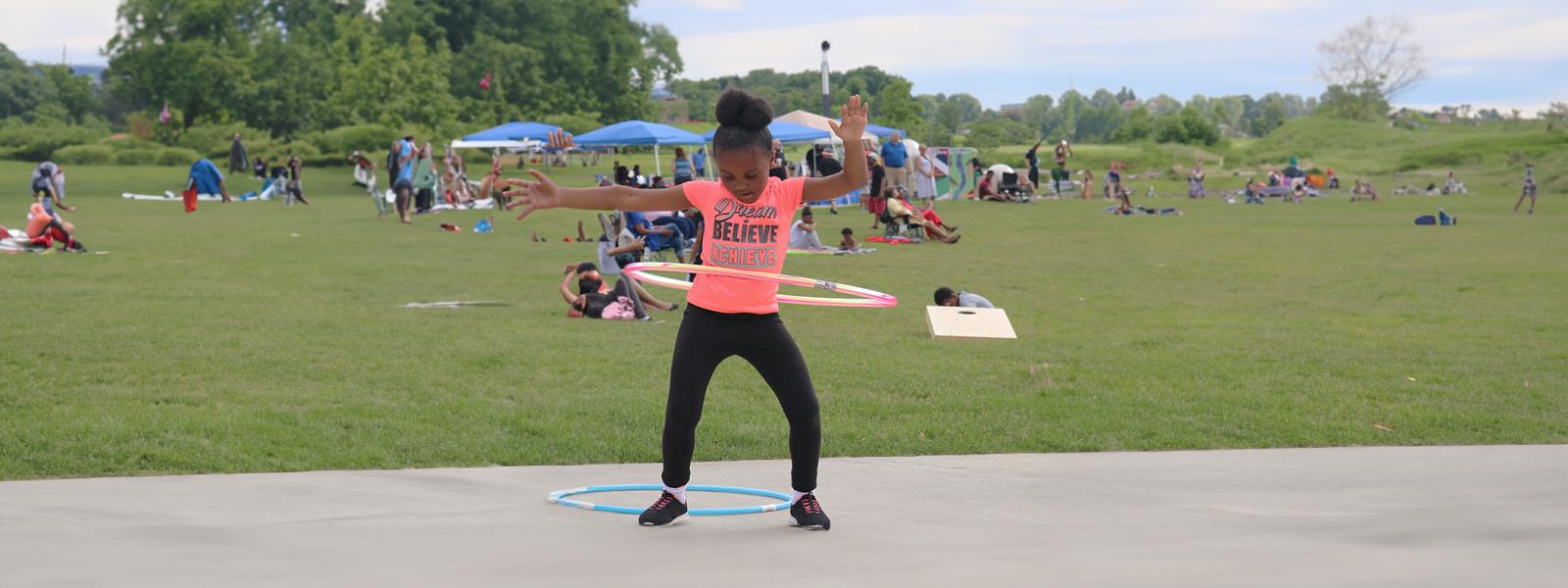 Girl hula hooping