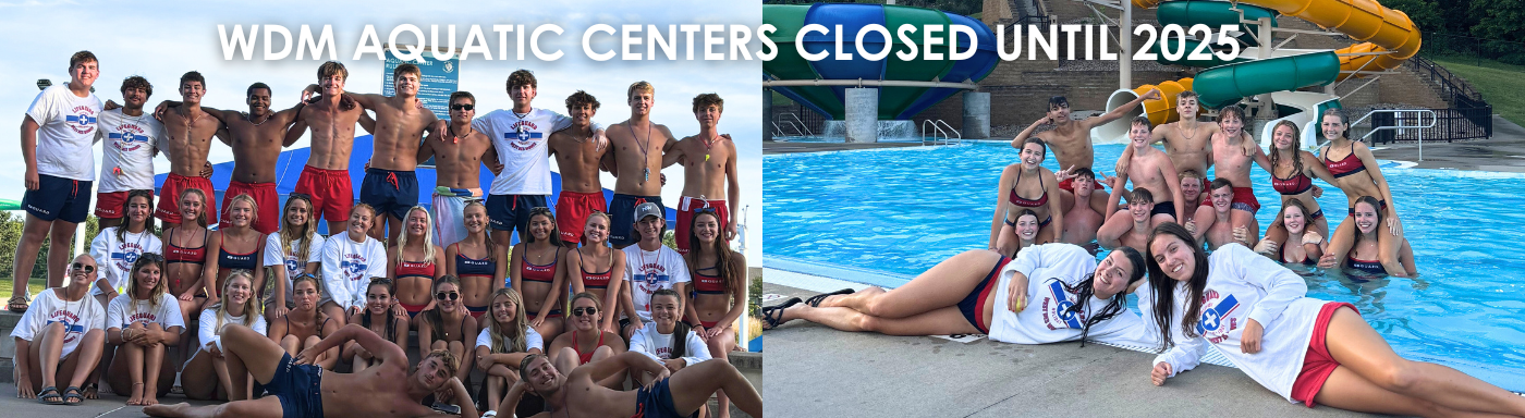 Groups of lifeguards at Valley View and Holiday Aquatic Centers