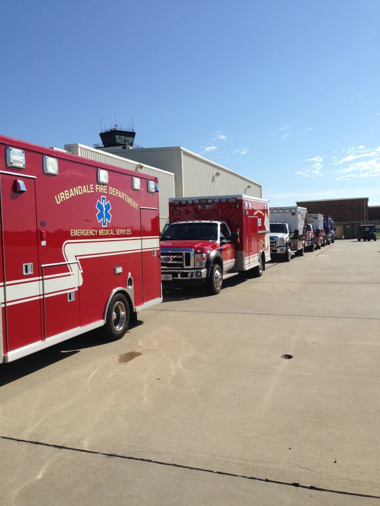 Line of ambulances